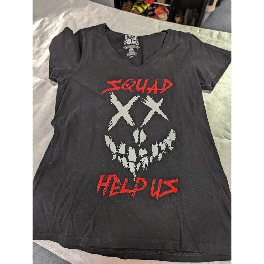 Suicide Squad womens‎ M black t-shirt top HELP US